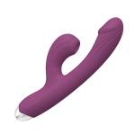 Фиолетовый силиконовый вибратор-кролик с вакуумным клиторальным отростком Secwell SW3015