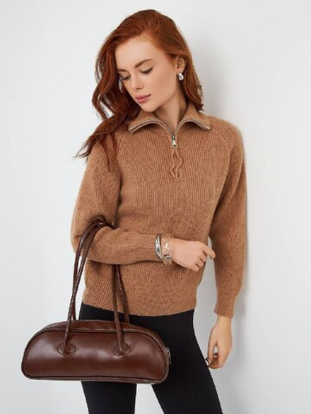 Джемпер с молнией в рубчик