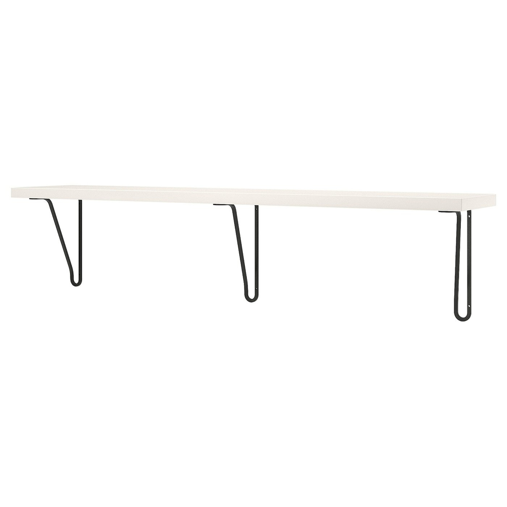 IKEA BERGSHULT  (ИКЕА БЕРГСХУЛТ)  -  / FÖRLÄGGARE Настенная полка, черная/белая, 120x20 см