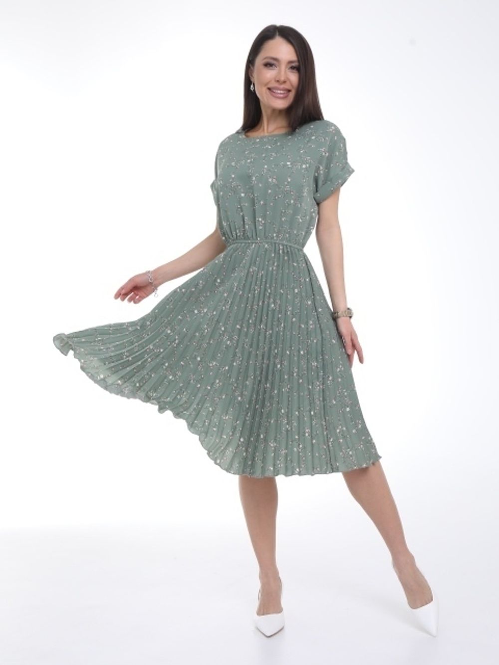 Платье Сабрина (гофре,оливка) Diolche