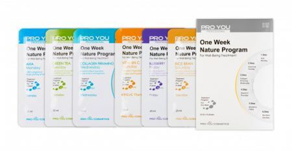 Pro You Набор тканевых масок, 6*25 мл | One Week Nature Program For Well-being Treatment