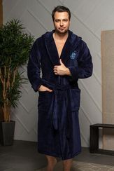 Халат мужской LOUIS с капюшоном Синий "Polens"