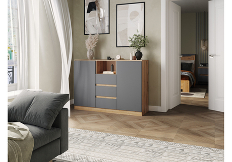 Комод Woodville Маллоу-2 дуб вотан, графит софт