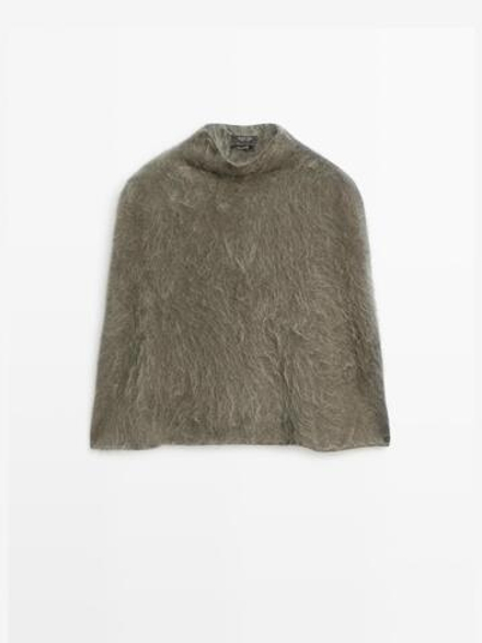 Massimo Dutti Накидка из 100% кашемира с начесом, зеленый