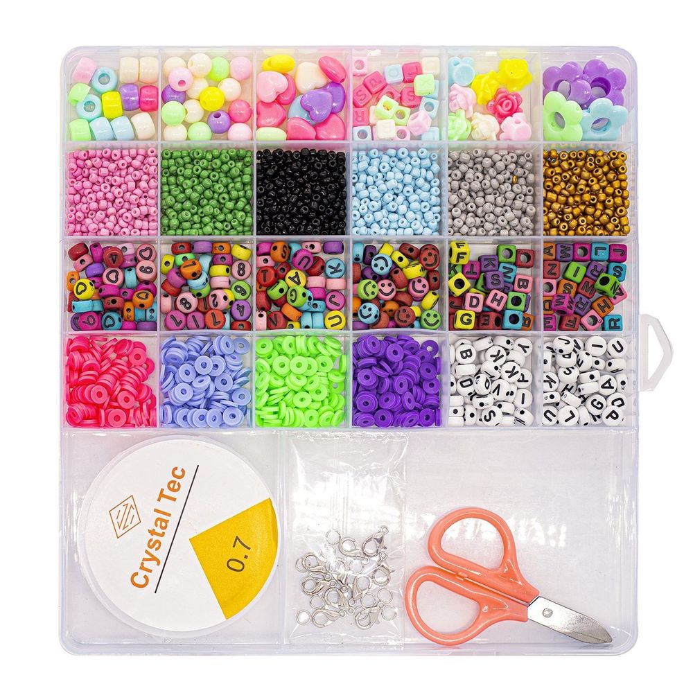 Набор для создания украшений и браслетов Alingar, 195х185х20 мм, "Кружки и бисер", ножницы, леска, пластик. пенал