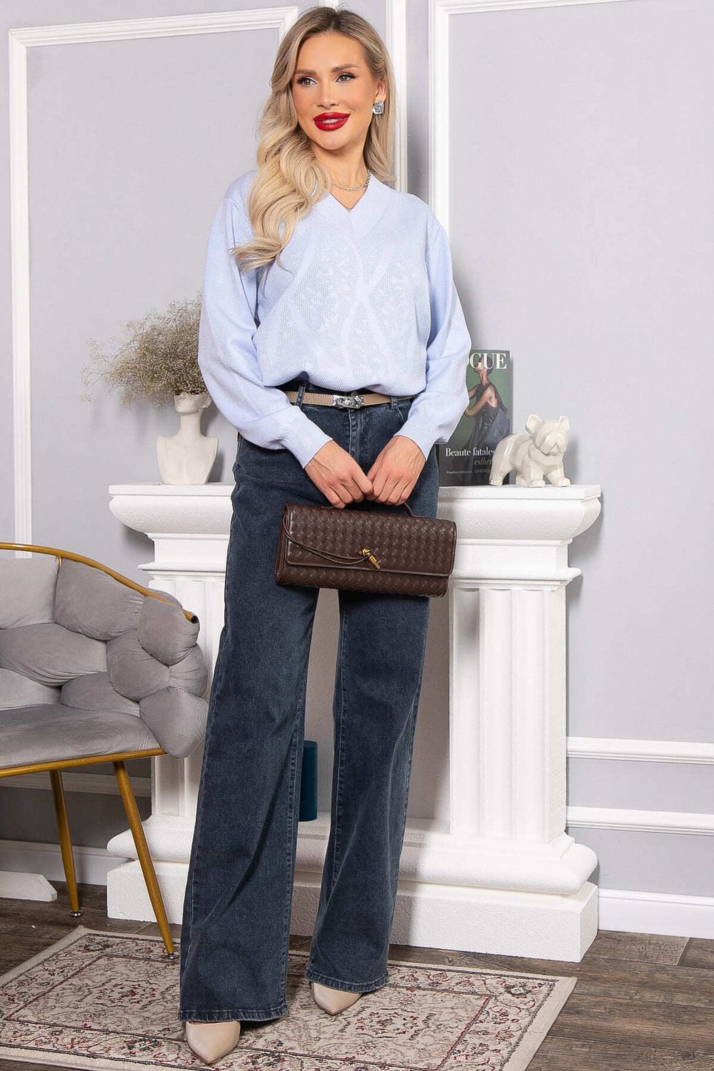 Джемпер хлопковый Карамелька (голубой) Б14627-4М LT Collection