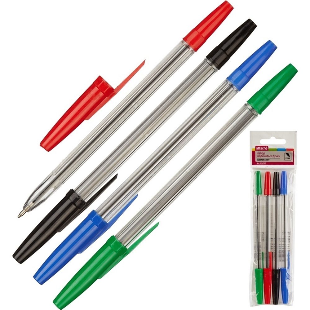 Ручка шариковая набор 4 цвета(ов) АТТАШЕ Экономи Элементари 0,5 мм (874769)