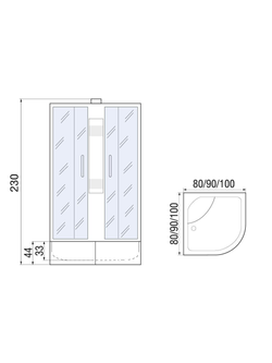 Душевая кабина RIVER NARA XL  90/44 MT  90x90x230 10000006213 Универсальная Четверть круга