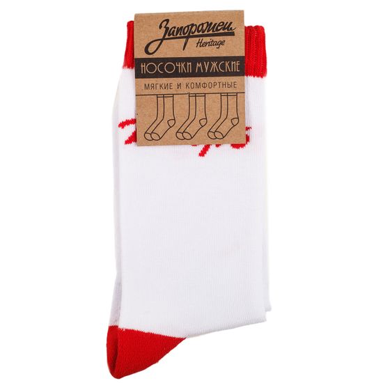 Носки ЗАПОРОЖЕЦ Добро Махровые Белый/Красный