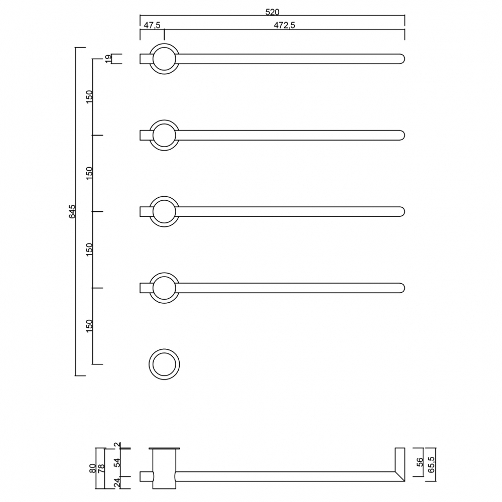 Полотенцесушитель электрический ABBER Charme AH4004MB черный матовый