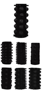 Набор из 7 черных насадок на пенис Get Lock (Цвет: черный)