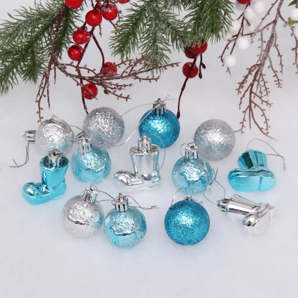 Набор украшений «Волшебное сияние» 4 см (13 предметов),голубой/серебро
