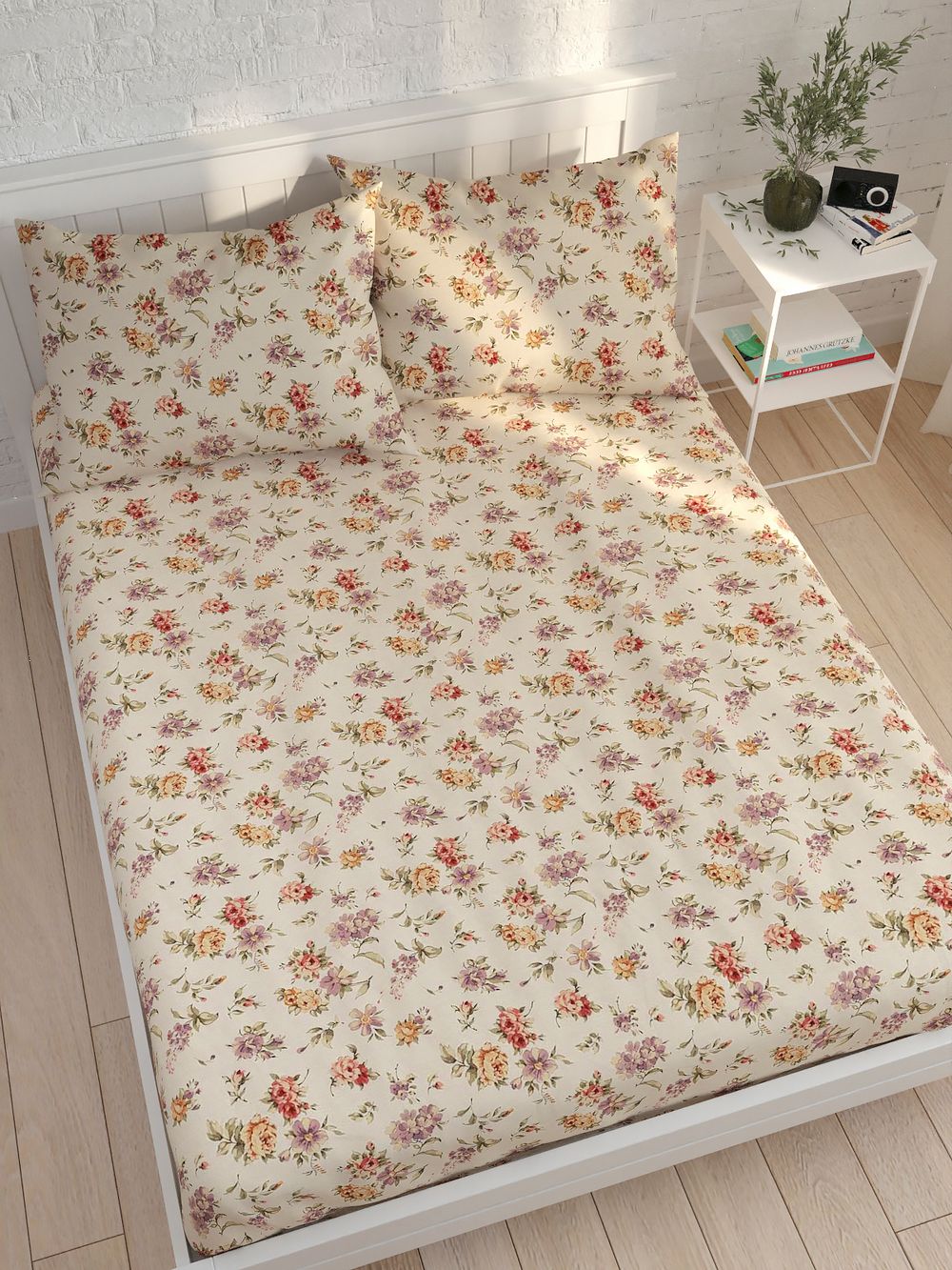 Простынь на резинке Сказка "Виктория" 120х200 см, перкаль