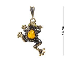 AM- 133 Подвеска «Лягушка» (латунь, янтарь)