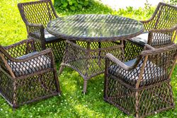 "Доппио" обеденная группа плетеная, цвет коричневый