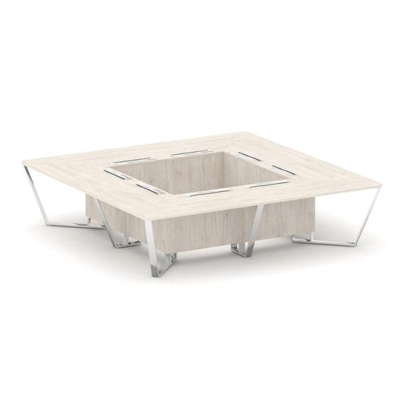 Steel Meet Стол переговорный квадратный MDK-PR.B.SP-16K Денвер Светлый/Нержавеющая Сталь/Хром 3200*3