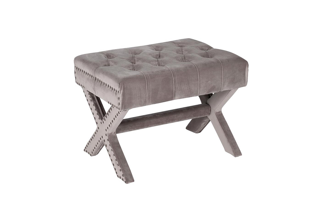 Пуф велюровый 49x50x65см Garda Decor бежевый в старинном стиле