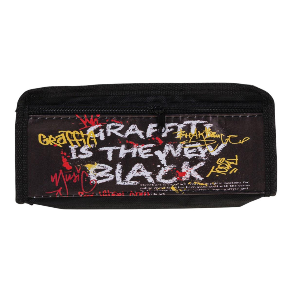 Пенал мягкий 2 отделения "Граффити" черный