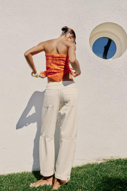 ZARA ДЖИНСЫ Z1975 CHINO СВОБОДНОГО КРОЯ, ЖЕЛТОВАТО-БЕЛЫЙ
