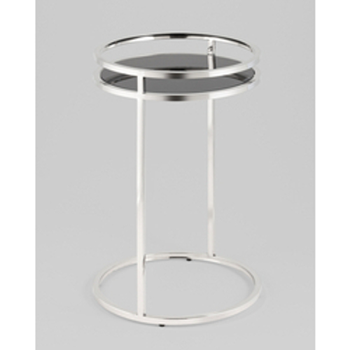 Журнальный столик Гестия 41*60см стекло черное сталь серебро