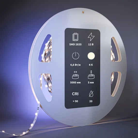 Светодиодная лента Ультра 12В 2835 4,8Вт/м 4000К 5м IP 20 201104 Led Strip 201104