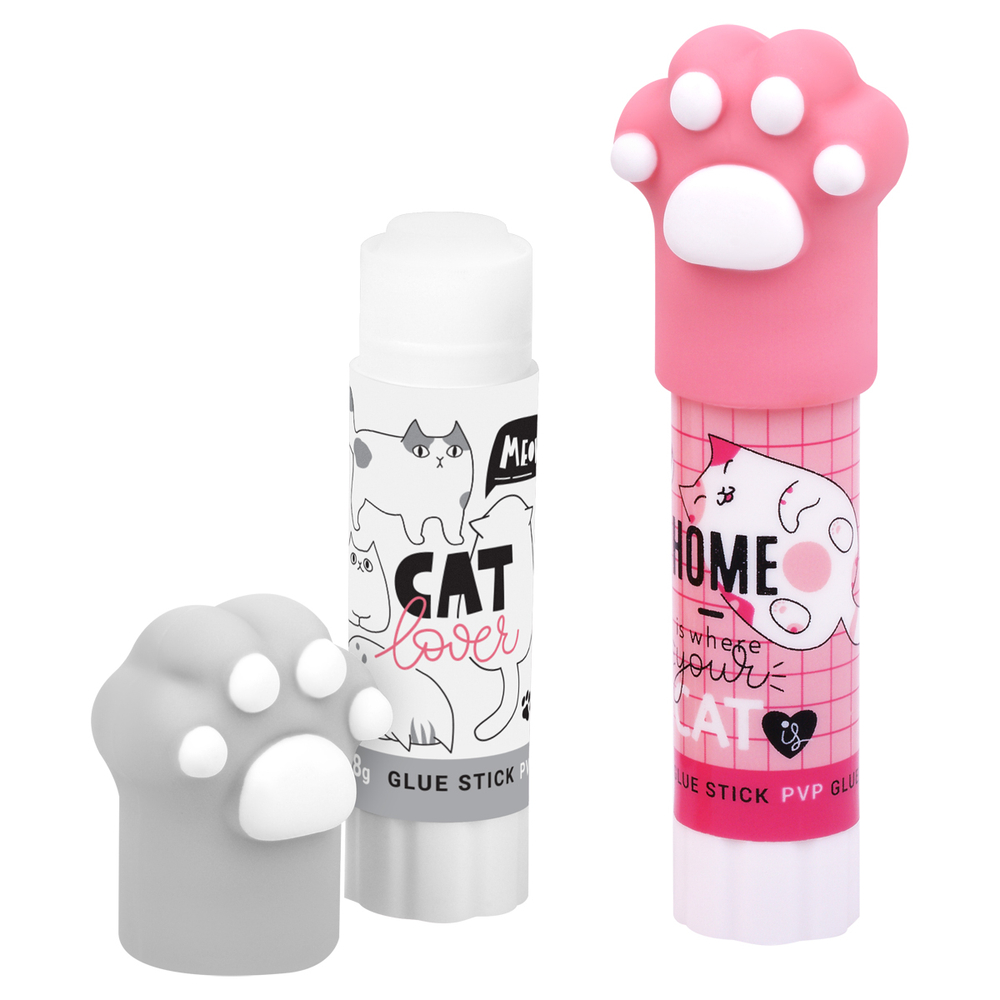 Клей-карандаш "Paw" с топпером, 8г, ПВП, ассорти