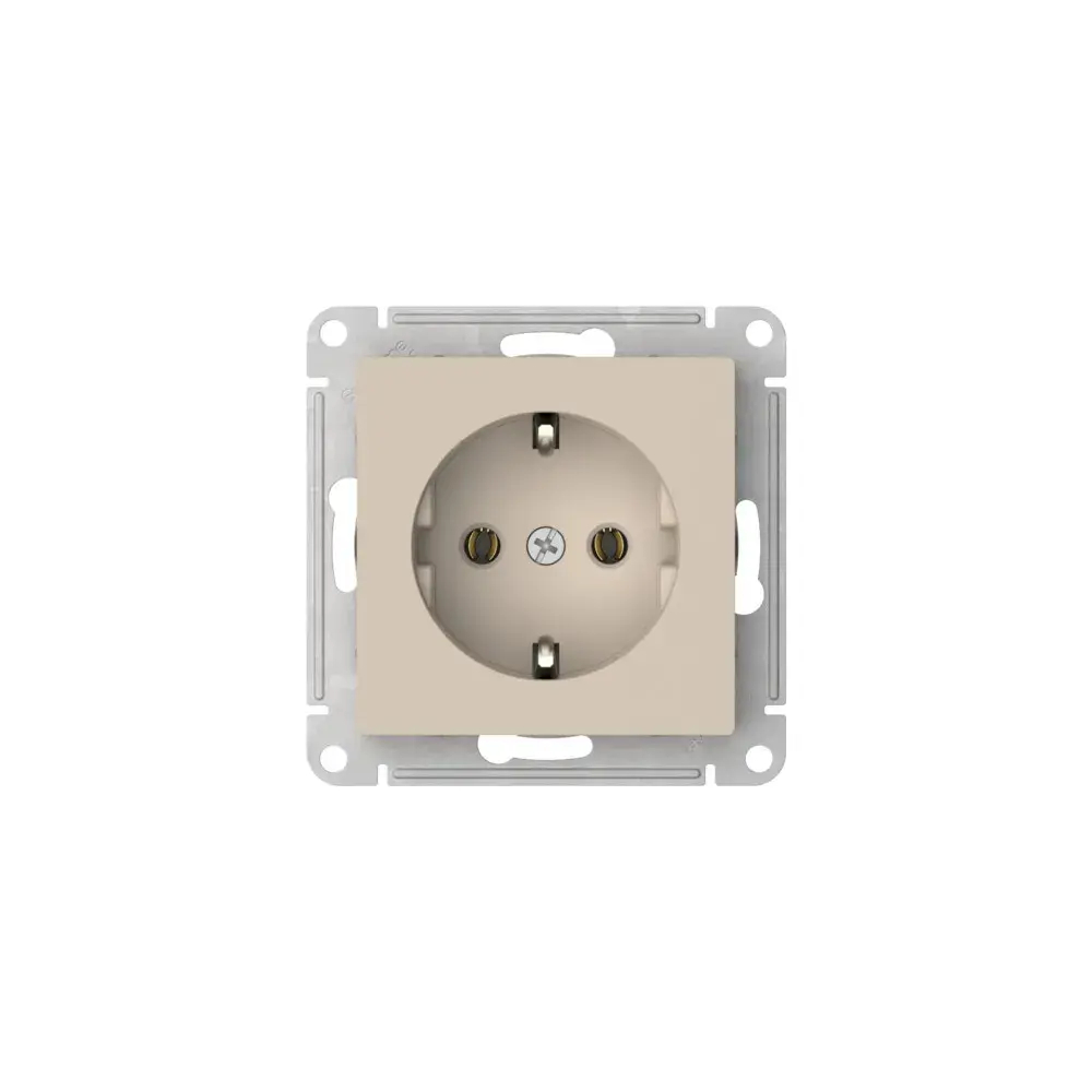 ATLASDESIGN РОЗЕТКА с заземлением без шторок, 16А, мех., быстрозажим. клем., ПЕСОЧНЫЙ