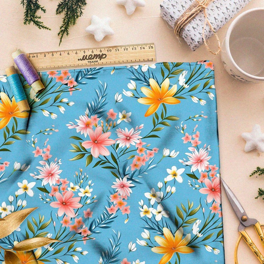 Ткань премиум Оксфорд 600D луговые цветы