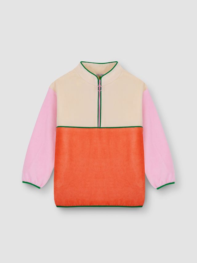 Анорак без капюшона из велюра роза/оранж