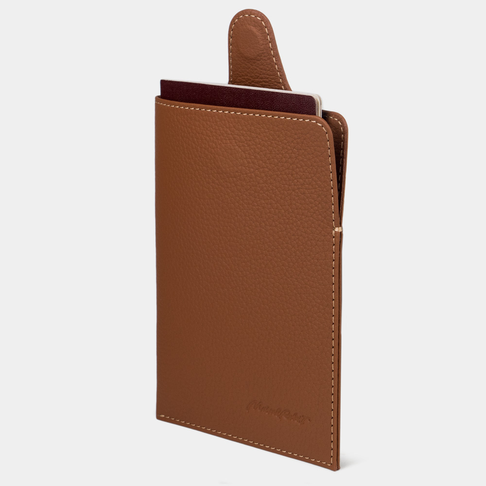 Обложка-кармашек для паспорта London из кожи теленка, цвета карамель