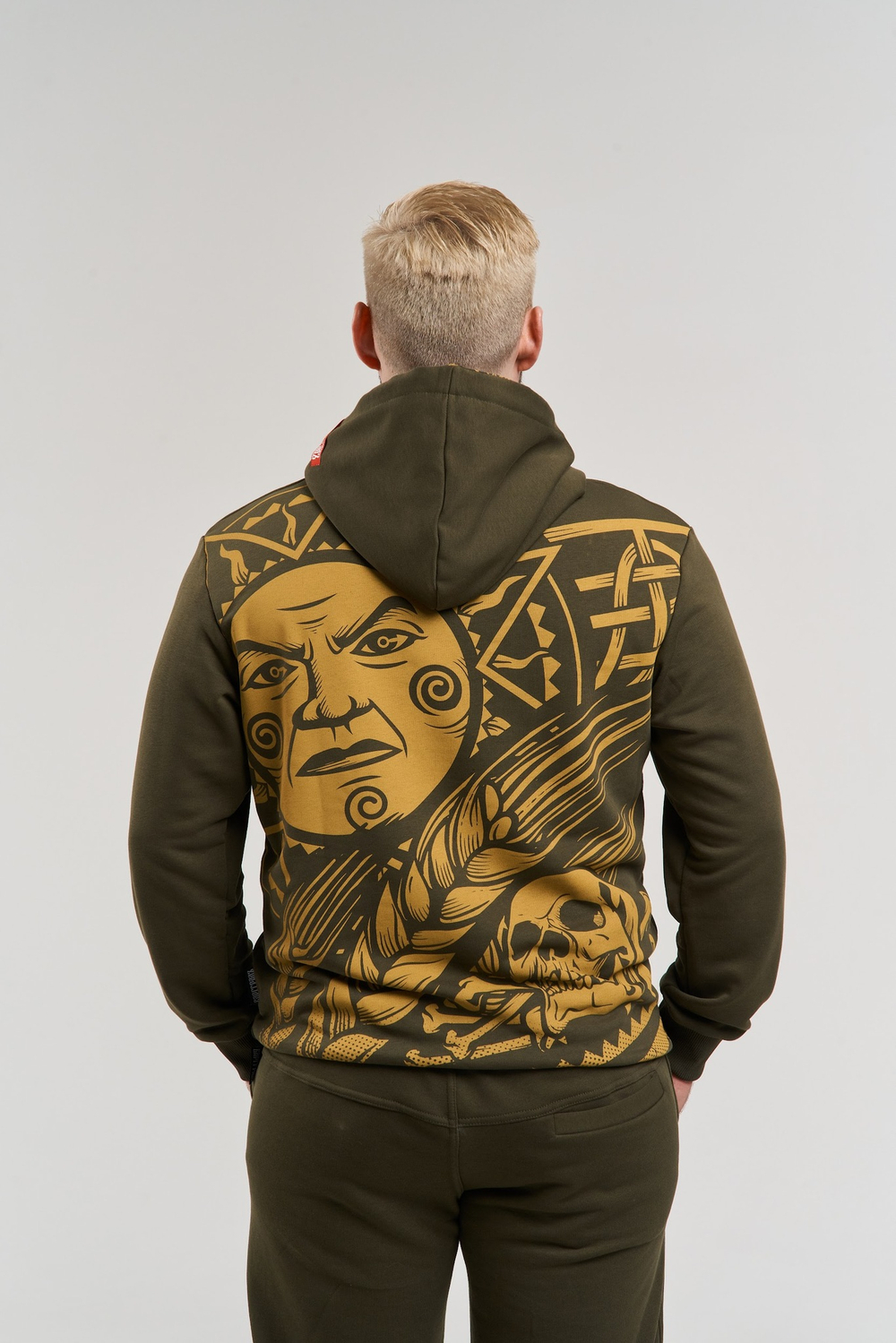 Худи Варгградъ мужское хаки жёлтое «Солнце за нас-2» без начёса