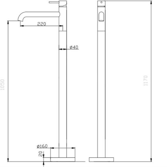 Смеситель ABBER Wasser Kreis AF8140NG напольный для раковины, никель