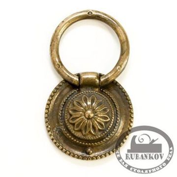 Ручка-кольцо, 'Louis XVI' D37мм, латунь пат., фигур. накл., винт,гвоздь, 12235.03700.03