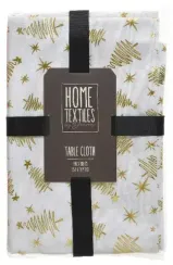 Скатерть Новогодний фейверк 140х180 см., белый с золотом, Kaemingk (668542/2)