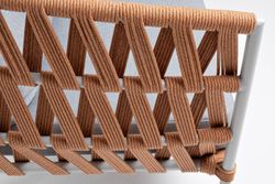 "Диего" диван 2-местный плетеный из роупа, каркас алюминий светло-серый (RAL7035) муар, роуп оранжевый меланж круглый, ткань светло-серая