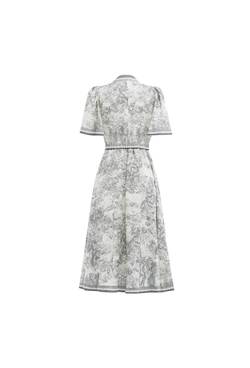 Платье льняное на пуговицах серо-белое 07-01-25 SS