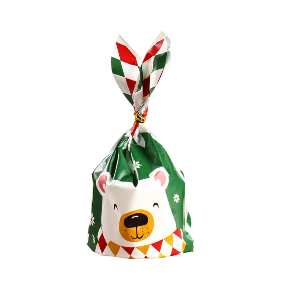 Пакет подарочный Медведь новогодний, 13 х 23 см