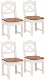 Комплект прочных стульев Ванда 45х45 см с анатомической спинкой, 4 шт. из массива сосны, для кухни, столовой, гостиной и дома, белый/черри