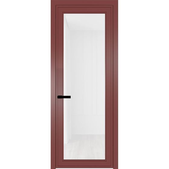 Алюминиевая дверь 1AGP красный антрацит стекло белый триплекс