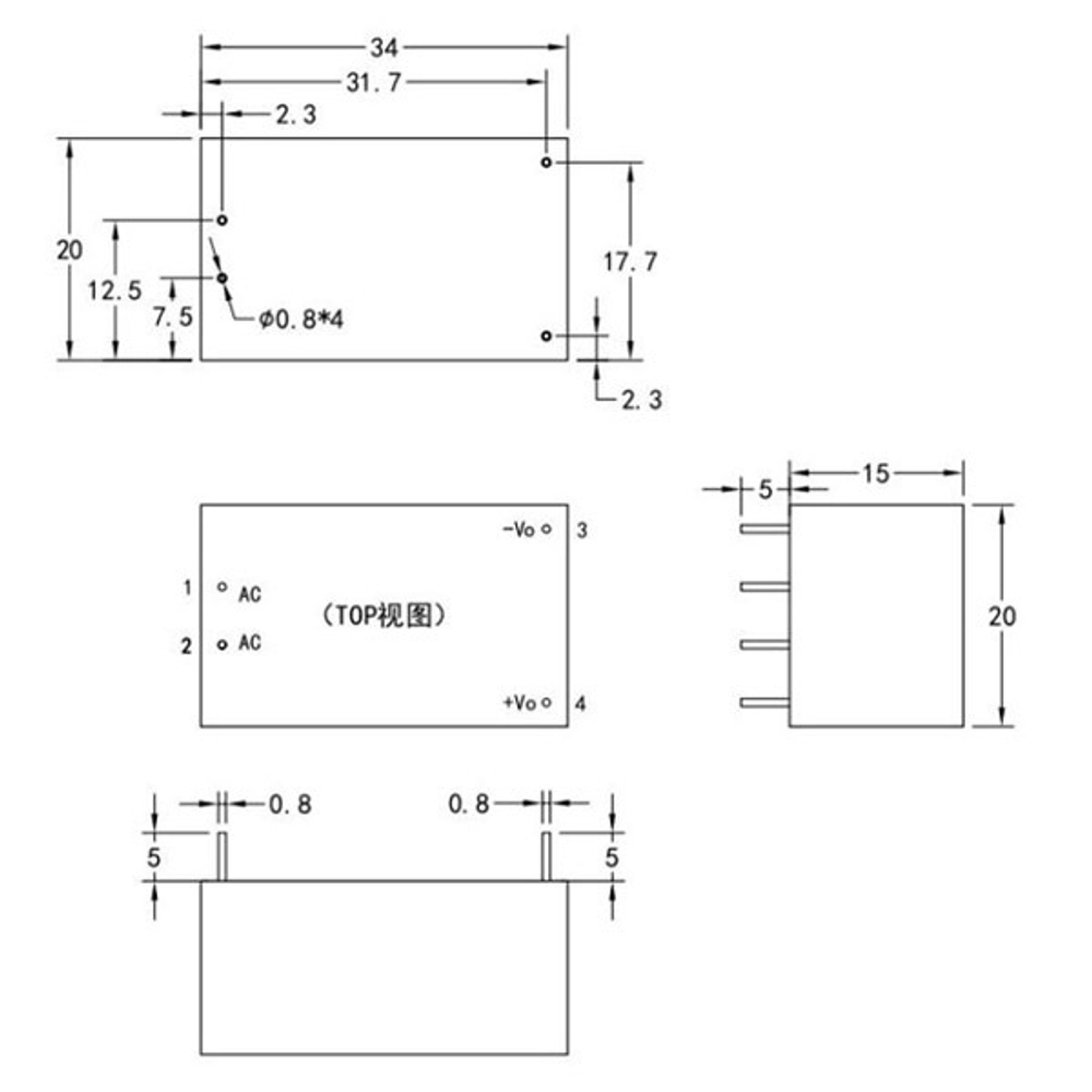 Модуль питания AC-DC 5V/3W-PM01