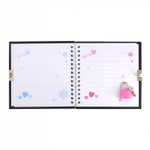 Блокнот 13,0 см * 13,5 см , гребень, Alingar, ламинация, глиттер, замочек, 50 л., линия "Космос, солнце"