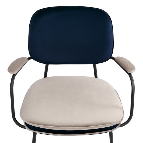 Стул с подлокотниками и контрастным кантом pea, велюр, темно-синий/бежевый