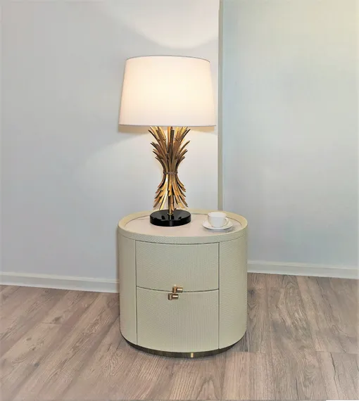 Тумба прикроватная 4576 с двумя ящиками, экокожа слоновая кость