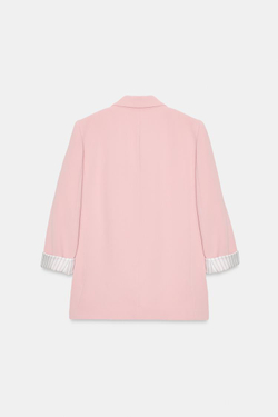 ZARA БЛЕЙЗЕР С ПРИНТОМ НА МАНЖЕТАХ, РОЗОВЫЙ