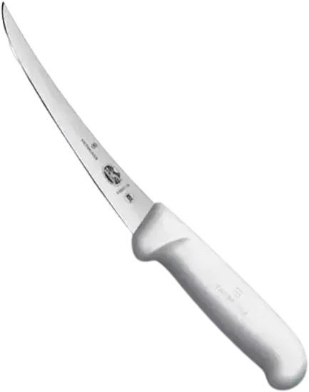 Нож кухонный Victorinox Fibrox стальной разделочный лезв.150 мм прямая заточка белый