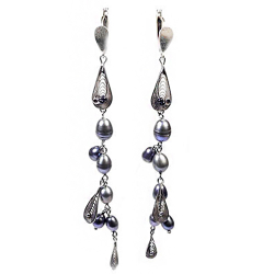 Серьги "Гаяне" жемчуг, скань асс.