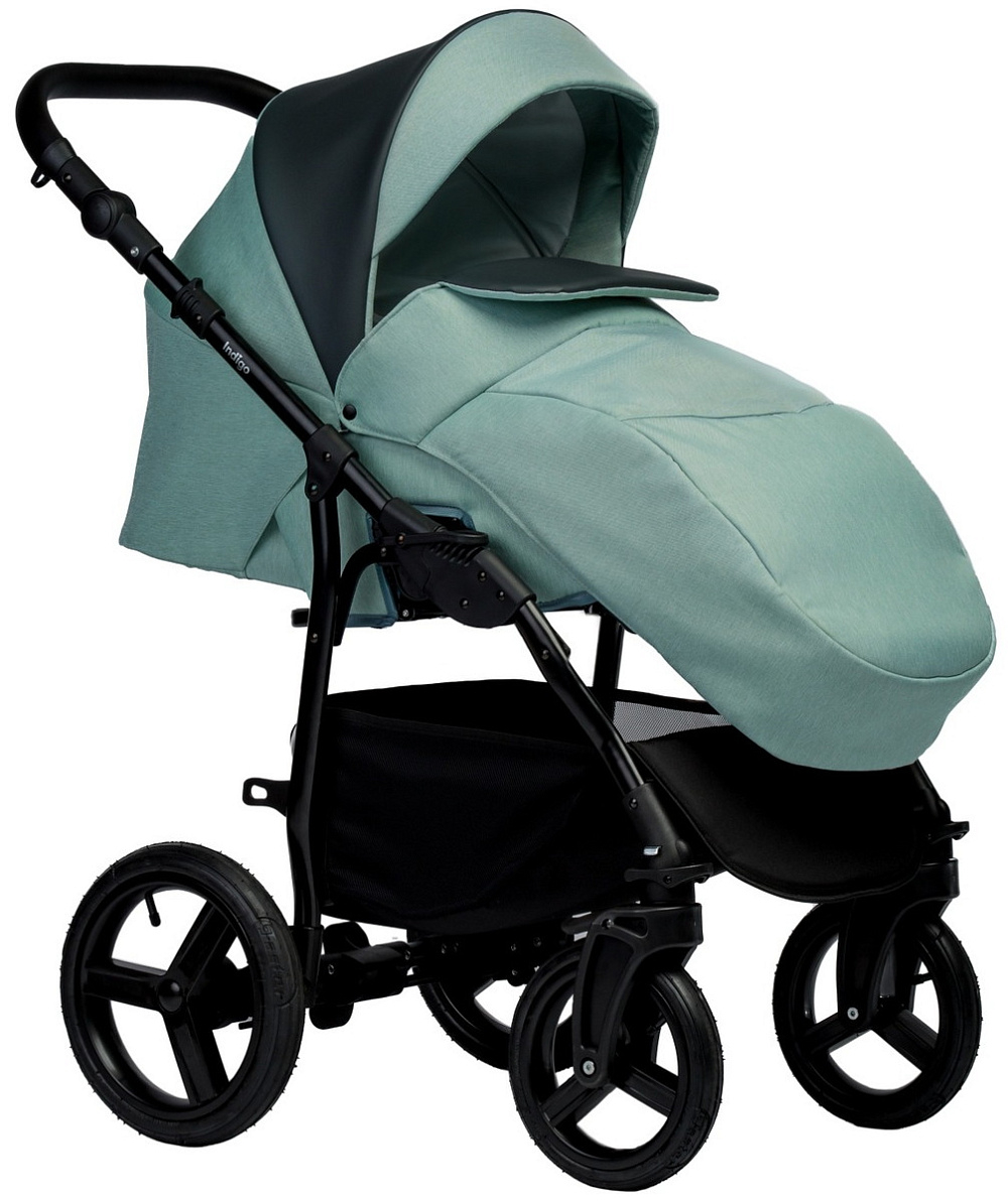 Детская коляска Indigo Impulse Eco 3 в 1 с автокреслом Avionaut Cosmo Grey Ie07 серая кожа/шалфей