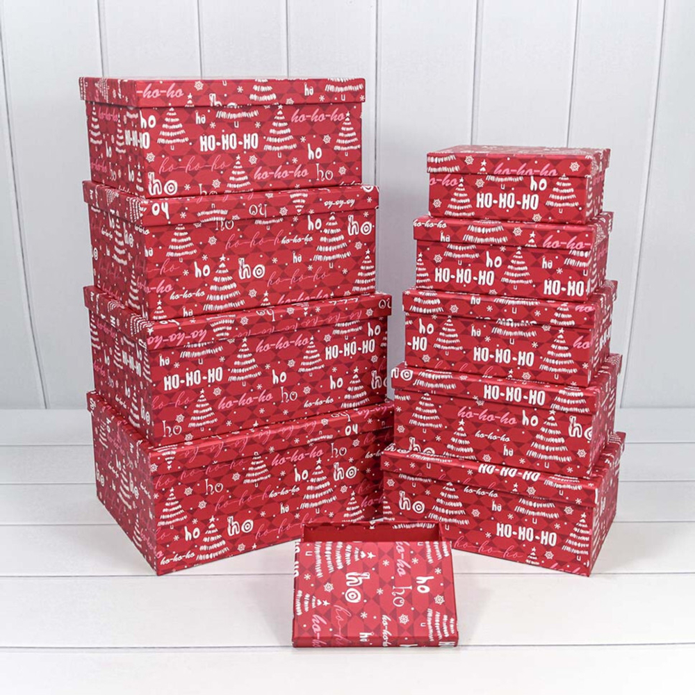 Коробка 34 х 26 х 15.3 см Набор 10 шт "Новый год" (Красный)