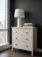 Комод, 78х38х80, Хермес, белый, с 3 ящиками, комод на ножках для одежды и игрушек, из массива дерева, IKEA