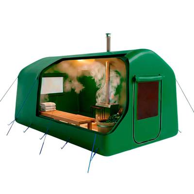 Пневмокаркасная баня «Костровой пар» 4,8×2,4×2,4 м, из ПВХ, зелёная